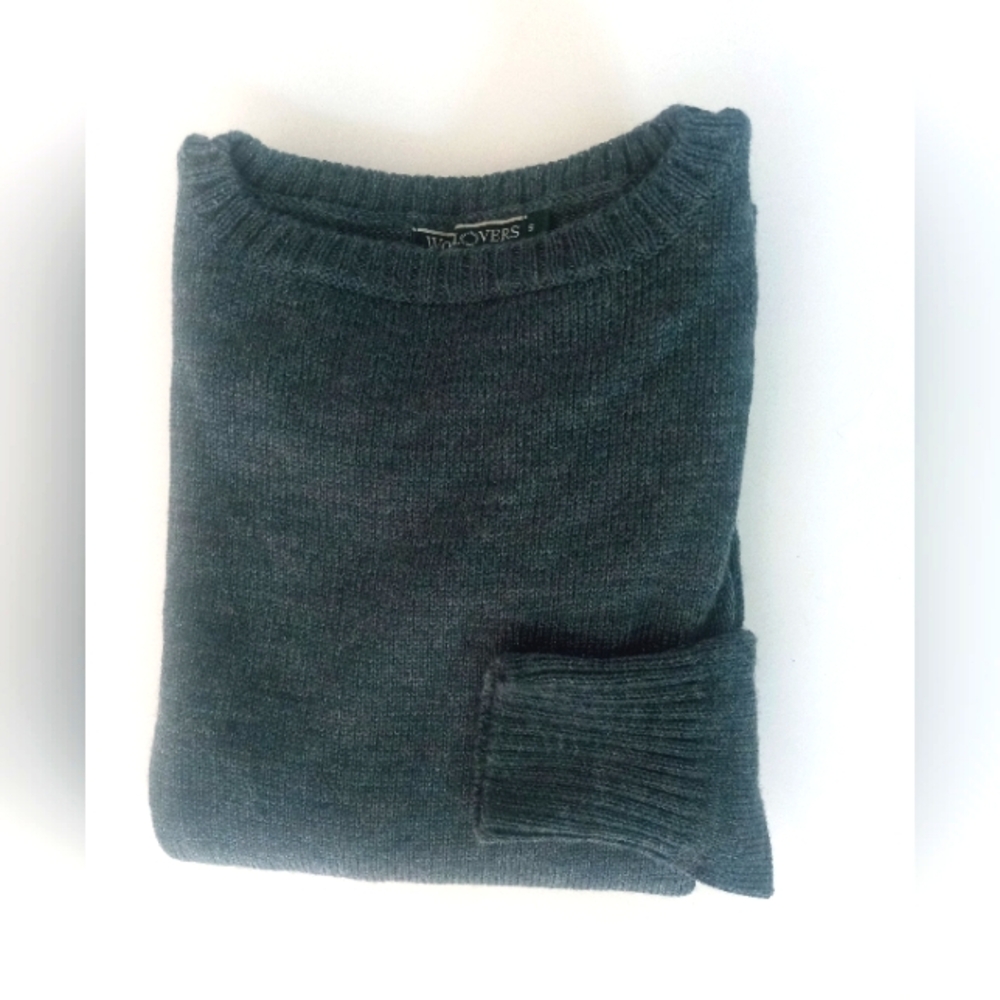 NWOT WOOLOVERS Men's British Wool Heavy Knit Blue Gray Pullover Sweater | S - Picture 3 of 11